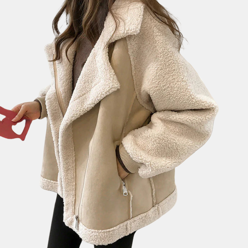 Genevieve | Veste zippée en fausse fourrure