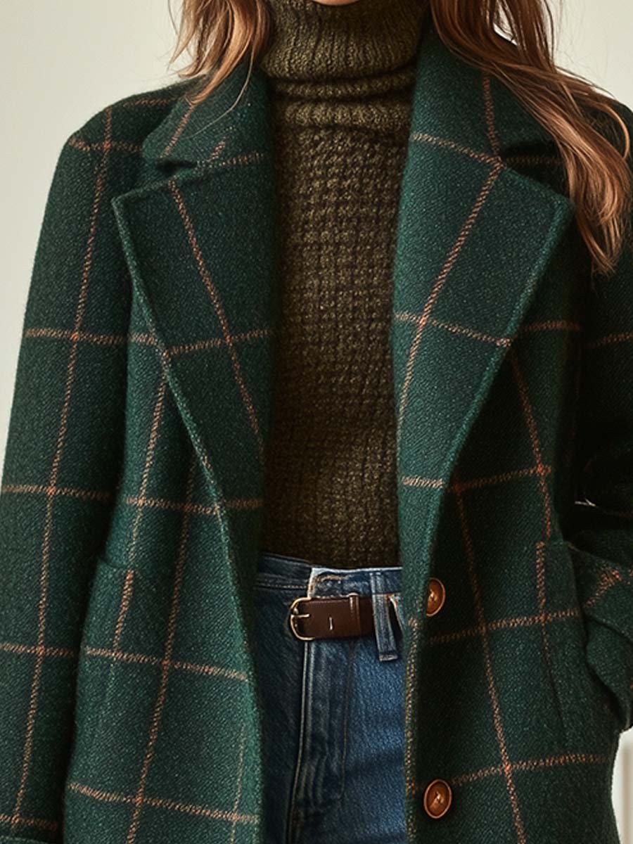 Frances | Manteau en Laine à Carreaux Classique