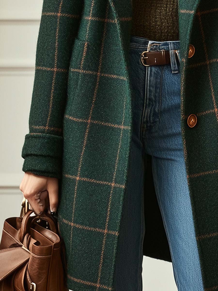 Frances | Manteau en Laine à Carreaux Classique