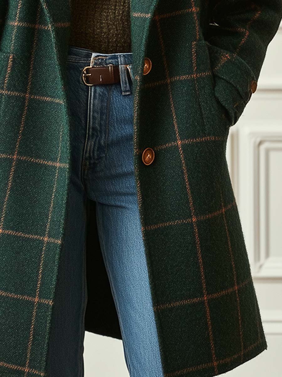 Frances | Manteau en Laine à Carreaux Classique